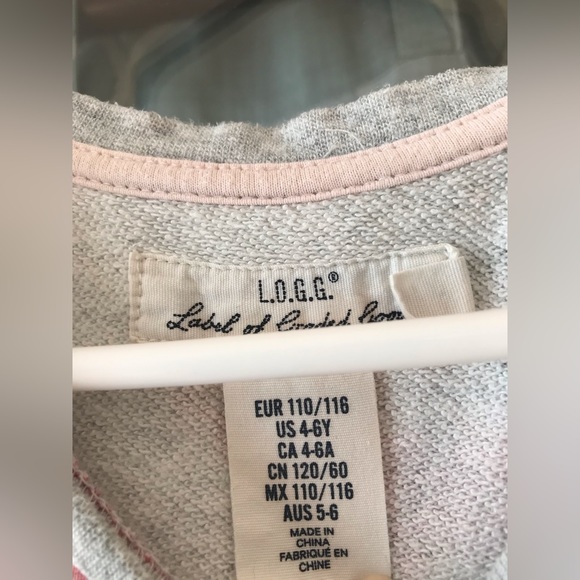 L.O.G.G. H&M size 4-6 dress of sweatshirt material gray - butterflies & floral - Picture 4 of 5